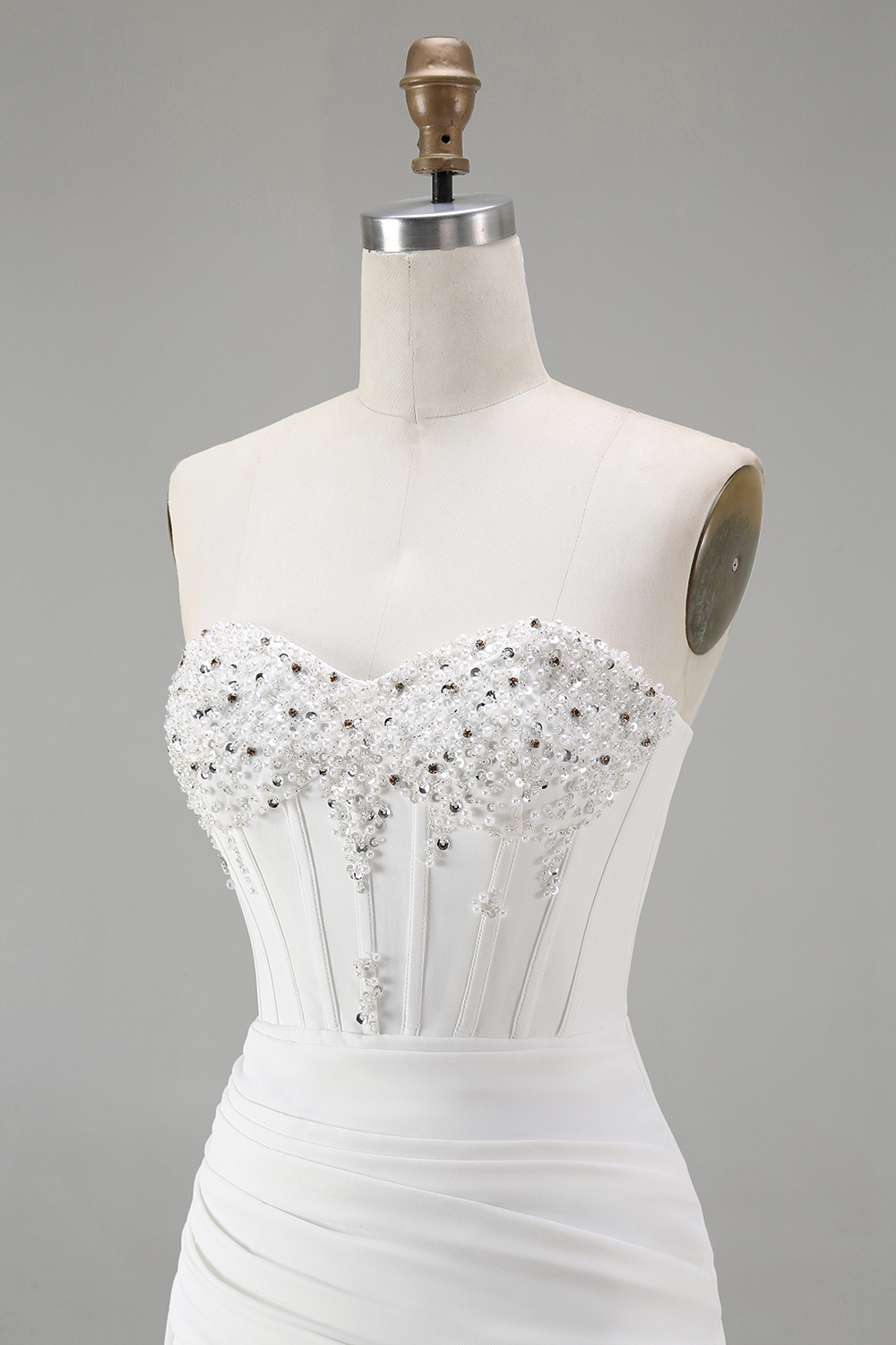 White Sweetheart Corset Short Tight Homecoming Dress with Beading