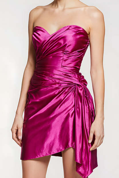 Fuchsia Tight Ruched Sweetheart Short Homecoming Dress