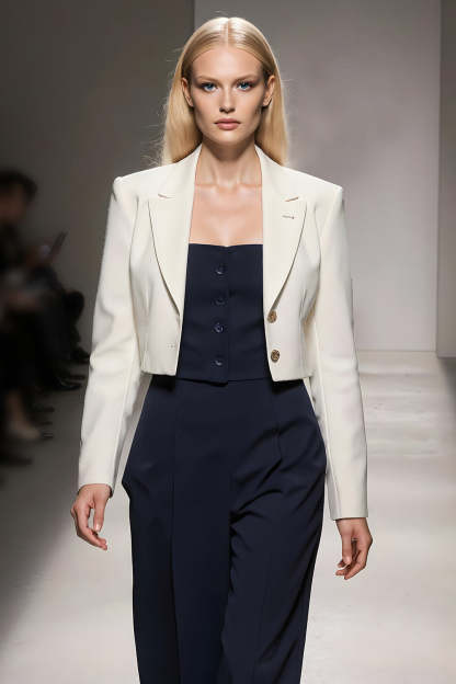 Ivory Navy Notched Lapel 3 Piece Business Suits