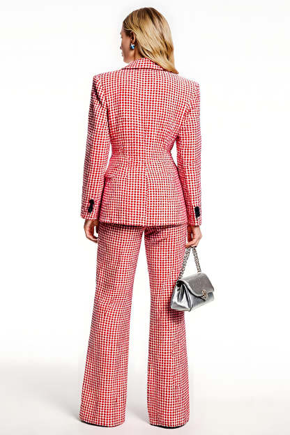 Red 2 Piece Long Sleeves One Button Business Suits
