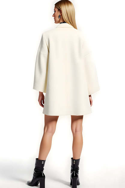 Ivory Double Breasted Notched Lapel Women Blazer