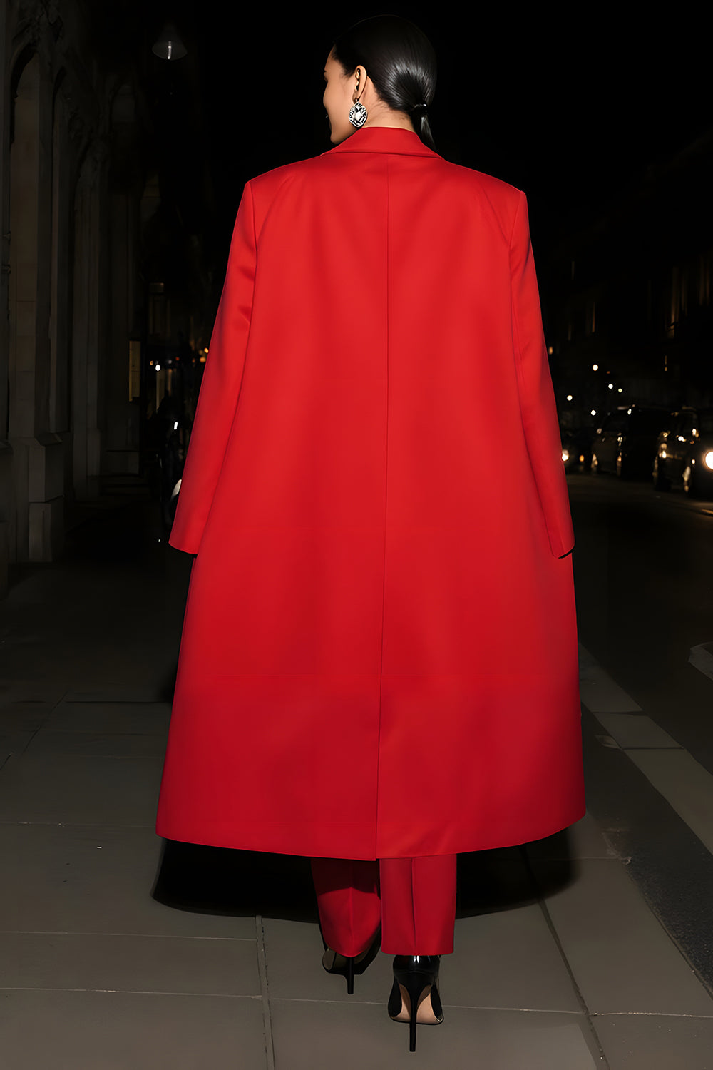 Red Peak Lapel 2 Piece Long Sleeves Business Suits