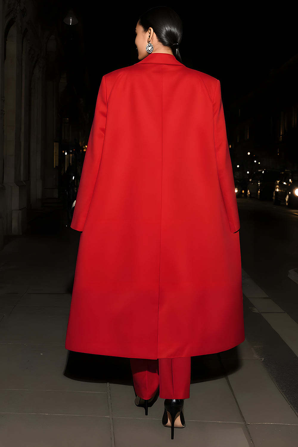 Red Peak Lapel 2 Piece Long Sleeves Business Suits