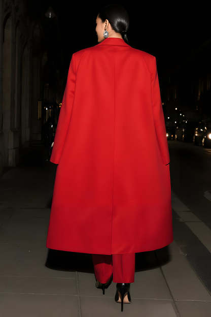 Red Peak Lapel 2 Piece Long Sleeves Business Suits