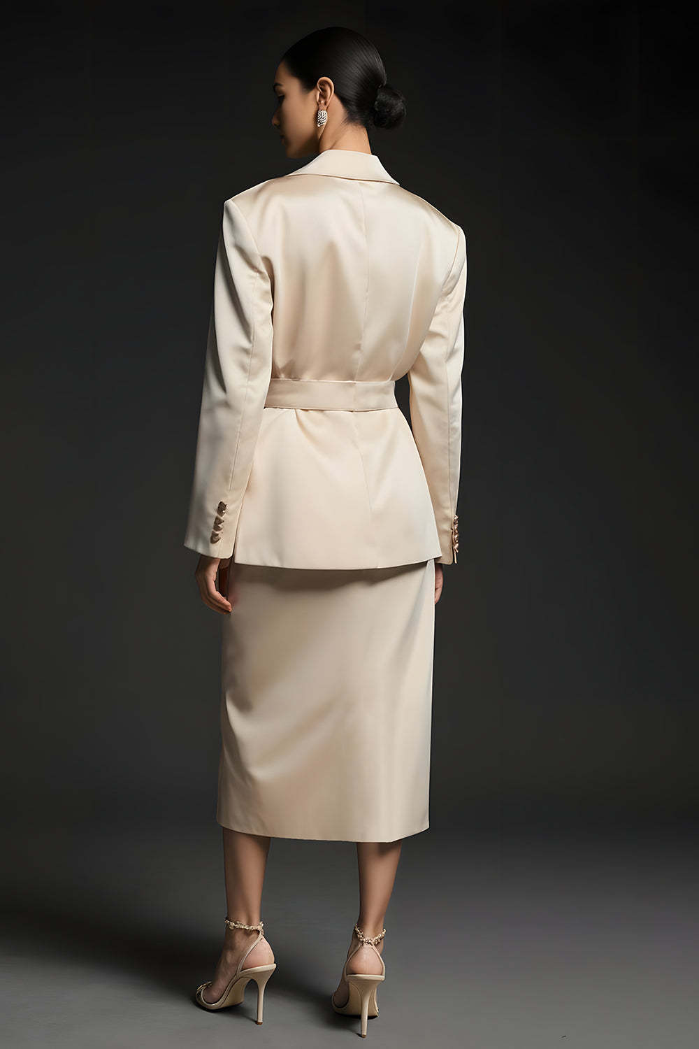 Champagne 2 Piece Long Sleeves Notched Lapel Business Suits
