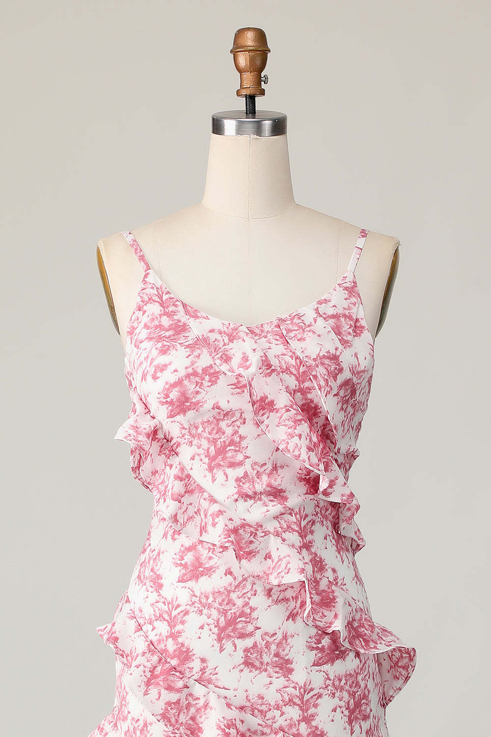 Maxi Blush Flower Sheath Ruffled Wedding Guest Dress with Slit