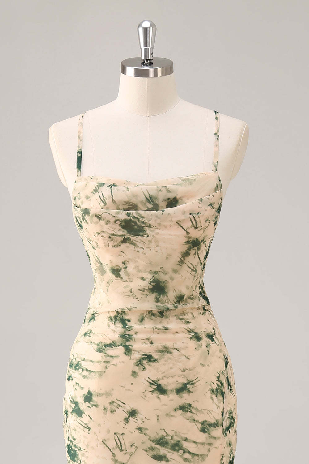 Champagne Mermaid Floral Maxi Wedding Guest Dress with Slit