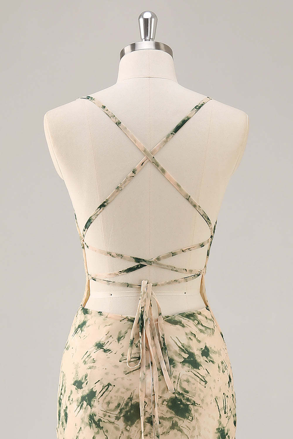 Champagne Mermaid Floral Maxi Wedding Guest Dress with Slit