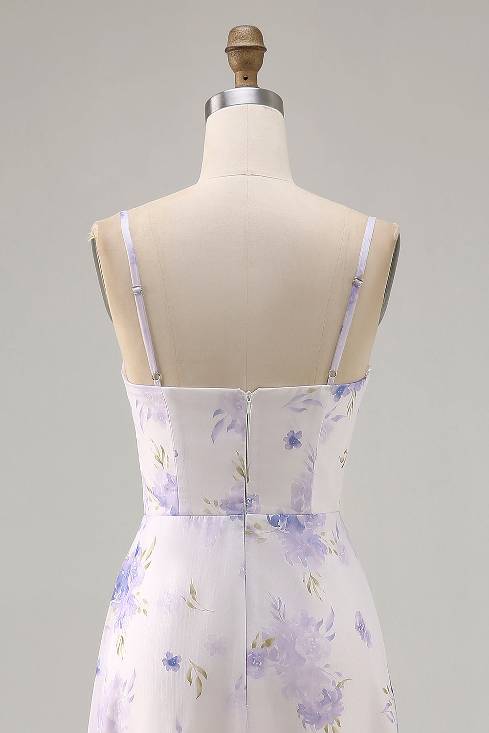 Lavender Floral Cut Out Font Twist Maxi Wedding Guest Dress with Slit