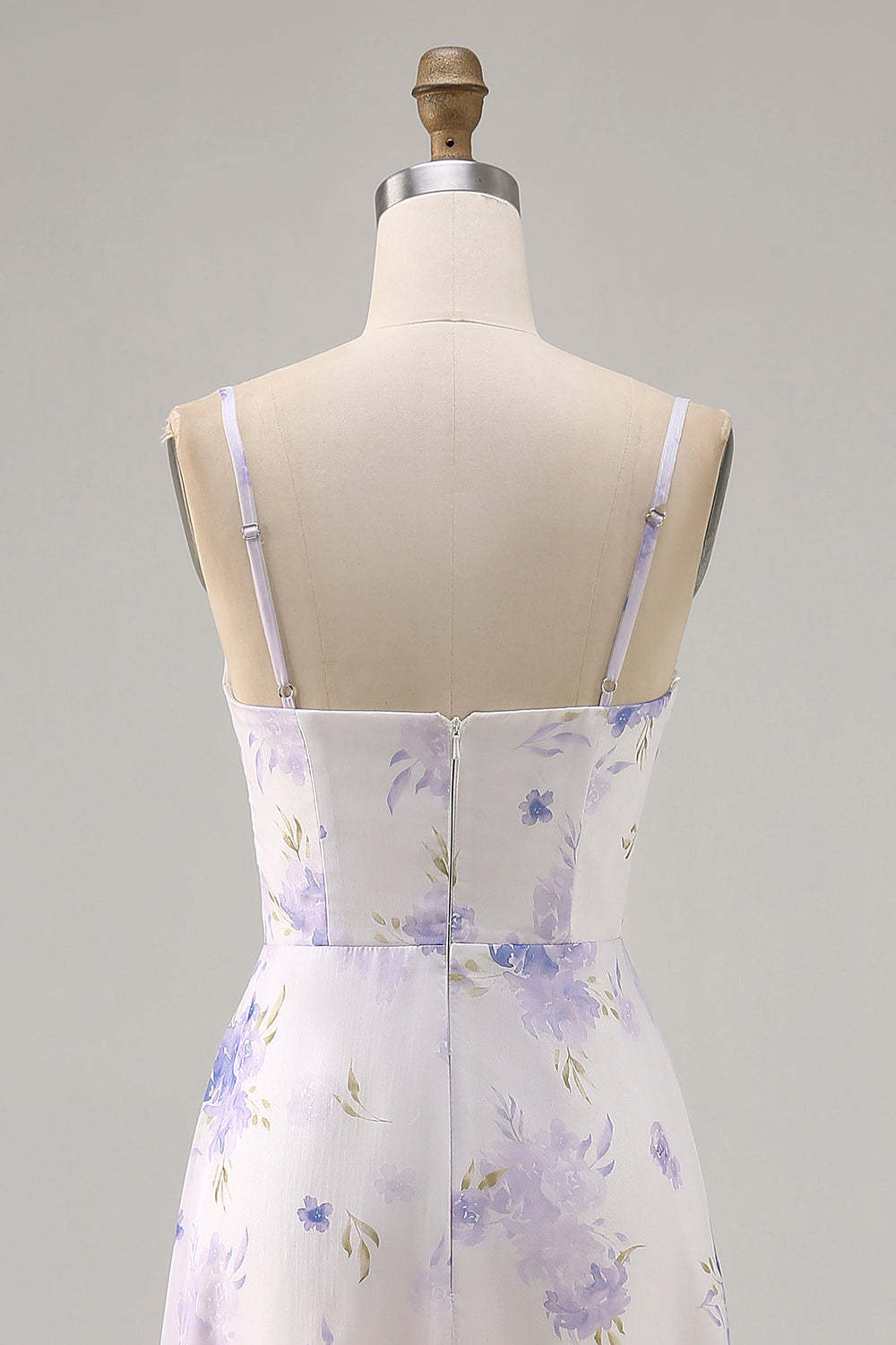 Lavender Floral Cut Out Font Twist Maxi Wedding Guest Dress with Slit