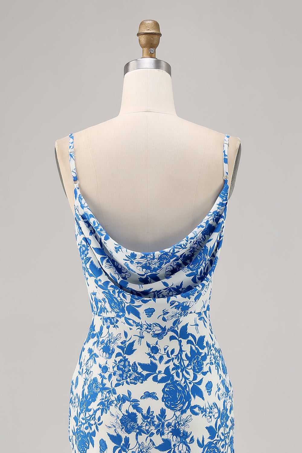 Red Mermaid Floral Spaghetti Straps Maxi Wedding Guest Dress