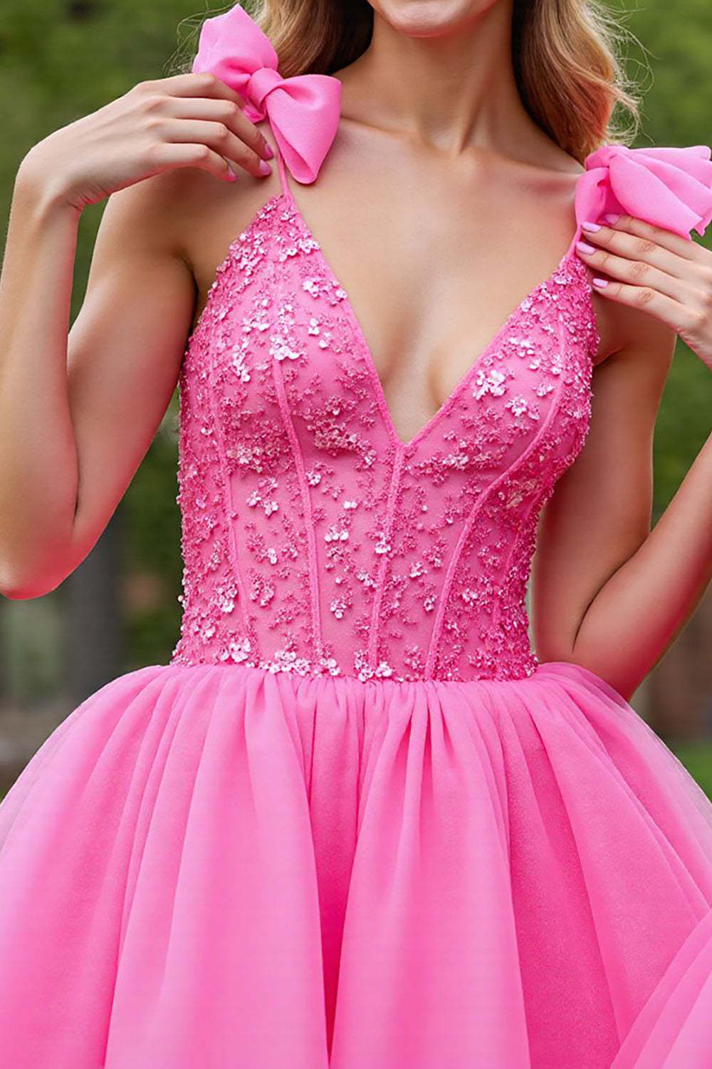 A Line Lilac Corset Tulle Short Homecoming Dress with Appliques