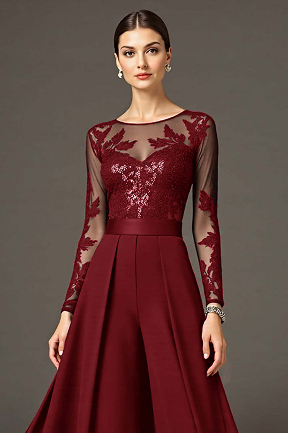 Black A Line Chiffon Maxi Mother of the Bride Dress with Lace