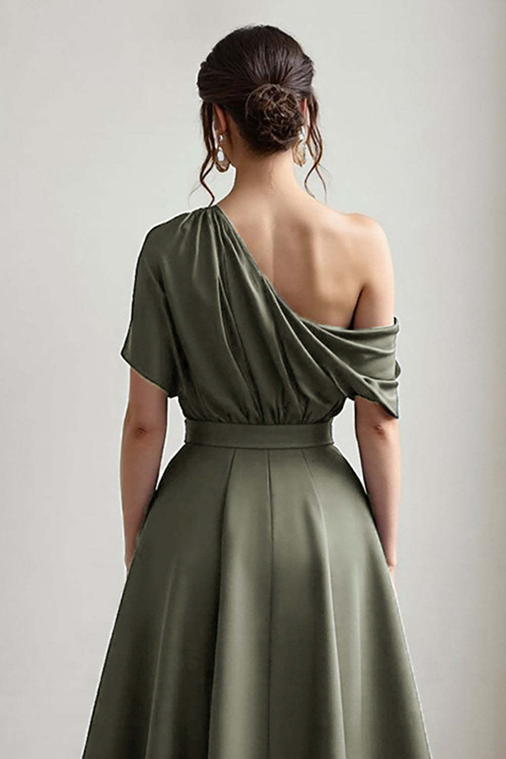 A Line Black Long Satin Mother of the Bride Dress with Pockets
