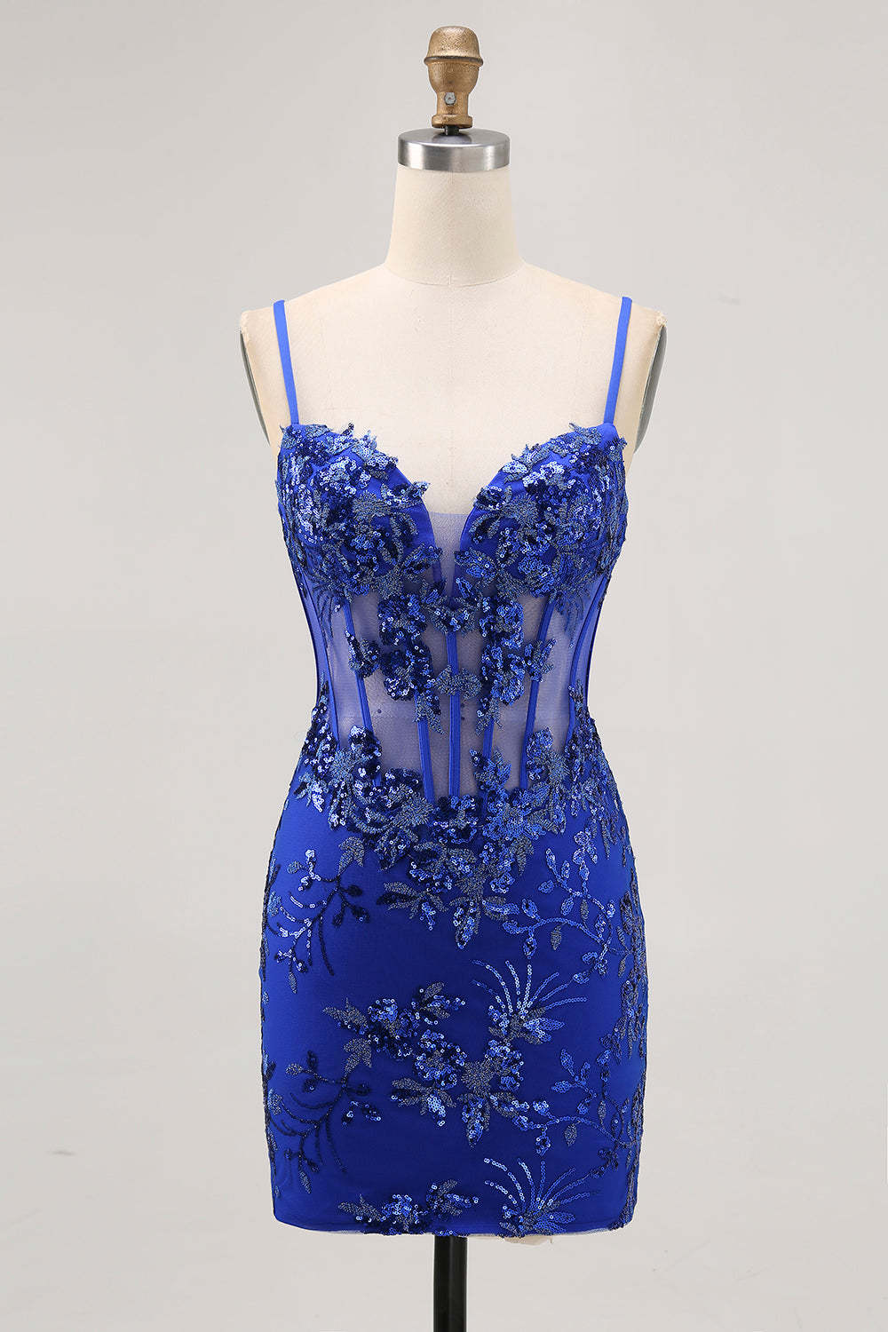 Sparkly Black Corset Tight Sequins Spaghetti Straps Short Homecoming Dress