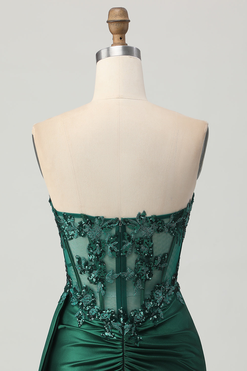 Sparkly Dark Green Satin Corset Short Homecoming Dress with Drape