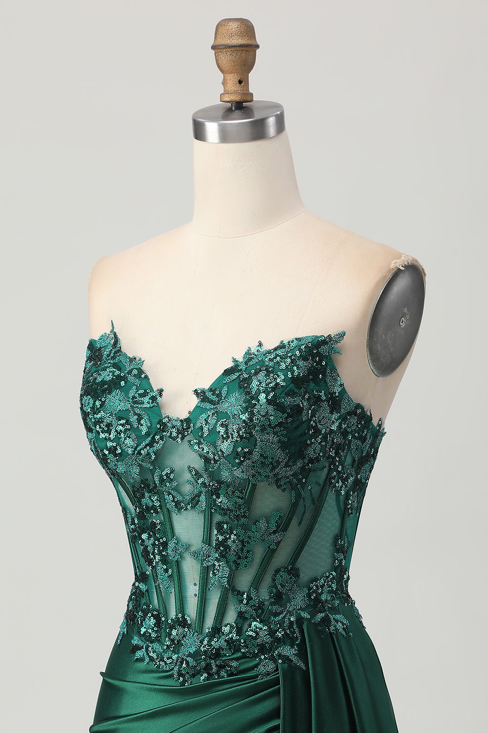 Sparkly Dark Green Satin Corset Short Homecoming Dress with Drape