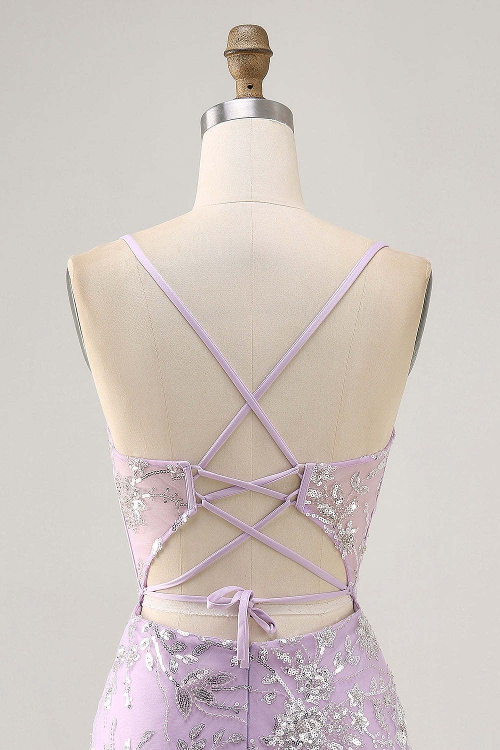 Sparkly Lilac Floral Tight Corset Mini Homecoming Dress with Sequins