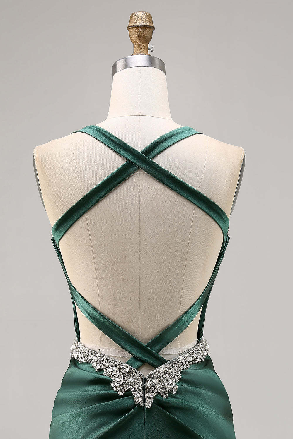 Dark Green Corset Satin Short Tight Sparkly Homecoming Dress with Beading