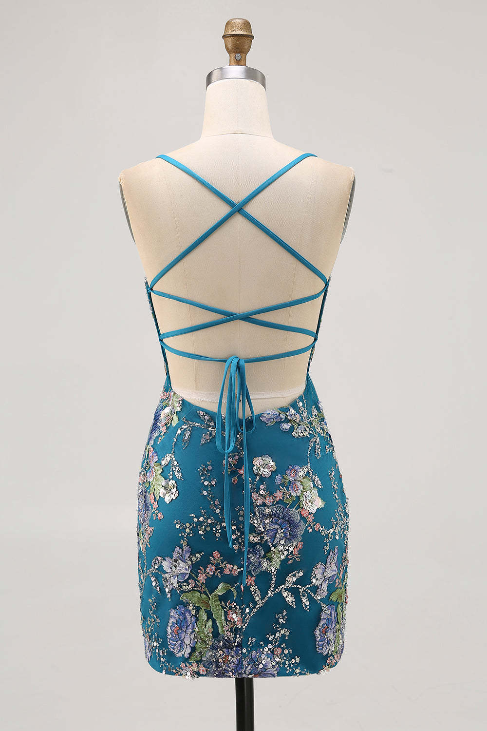 Sparkly Peacock Floral Tight Beaded Mini Homecoming Dress with Sequins