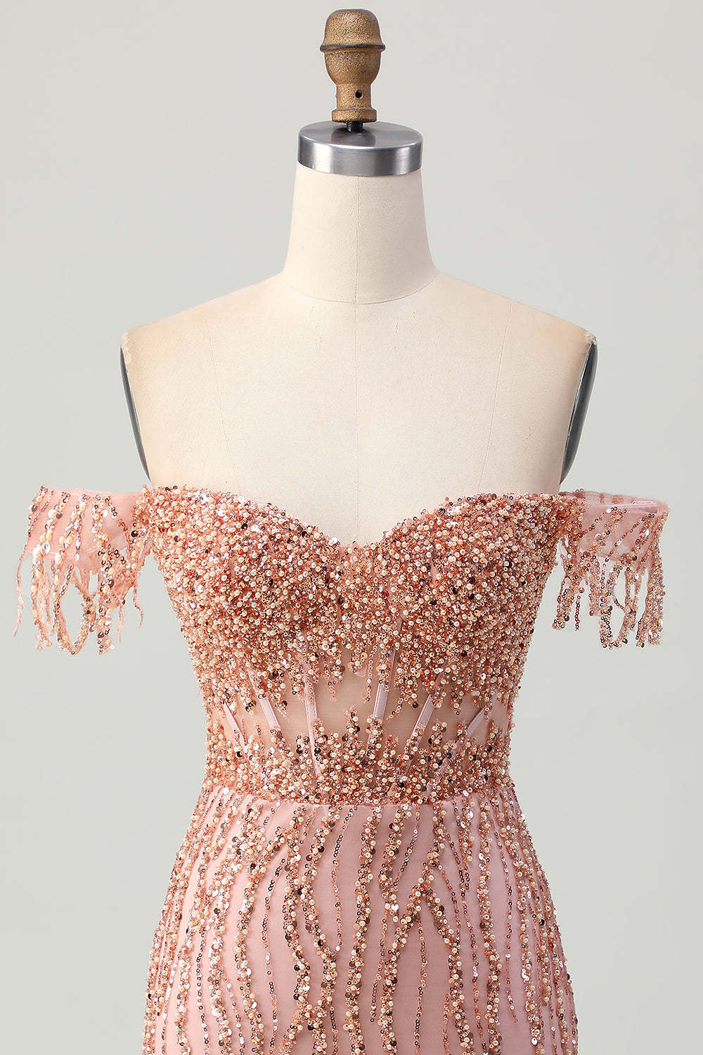 Sparkly Dusty Rose Corset Tight Beaded Short Homecoming Dress