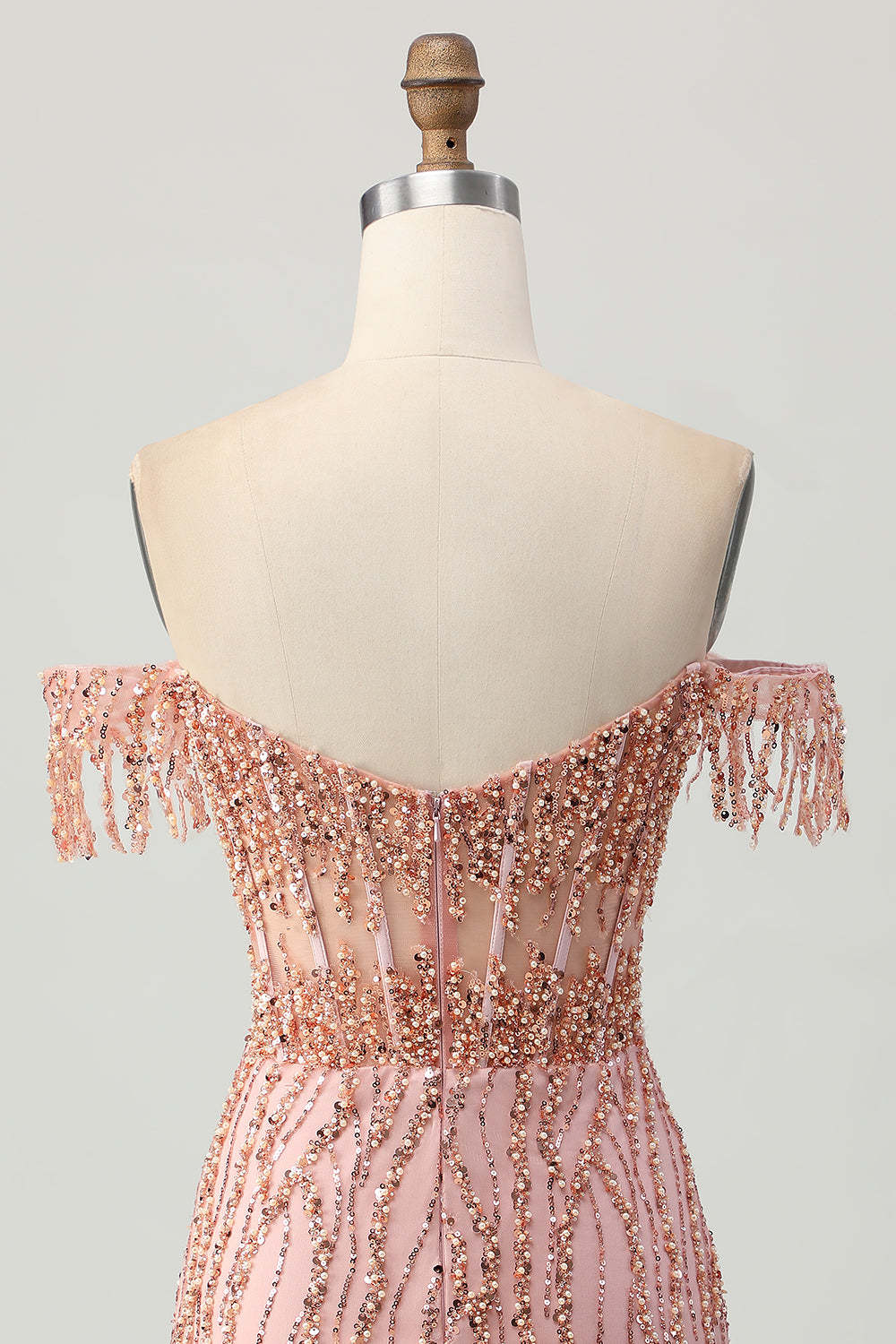 Sparkly Dusty Rose Corset Tight Beaded Short Homecoming Dress