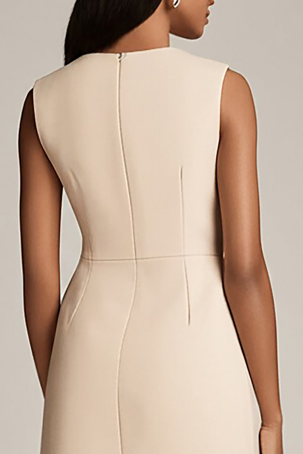 Champagne Satin Bodycon Mini Work Blazer Dress with Pockets