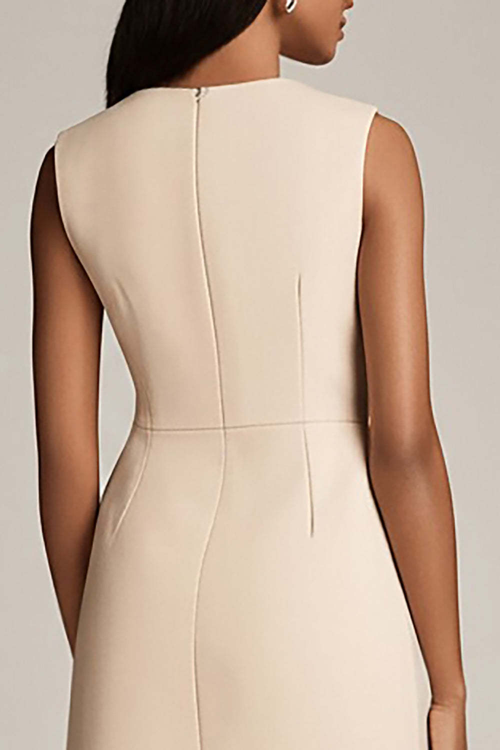 Champagne Satin Bodycon Mini Work Blazer Dress with Pockets