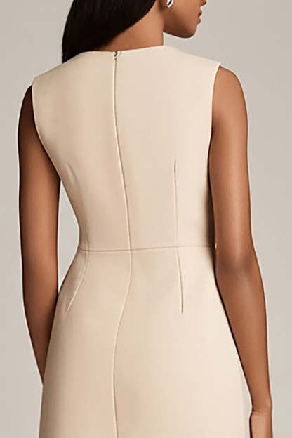 Champagne Satin Bodycon Mini Work Blazer Dress with Pockets