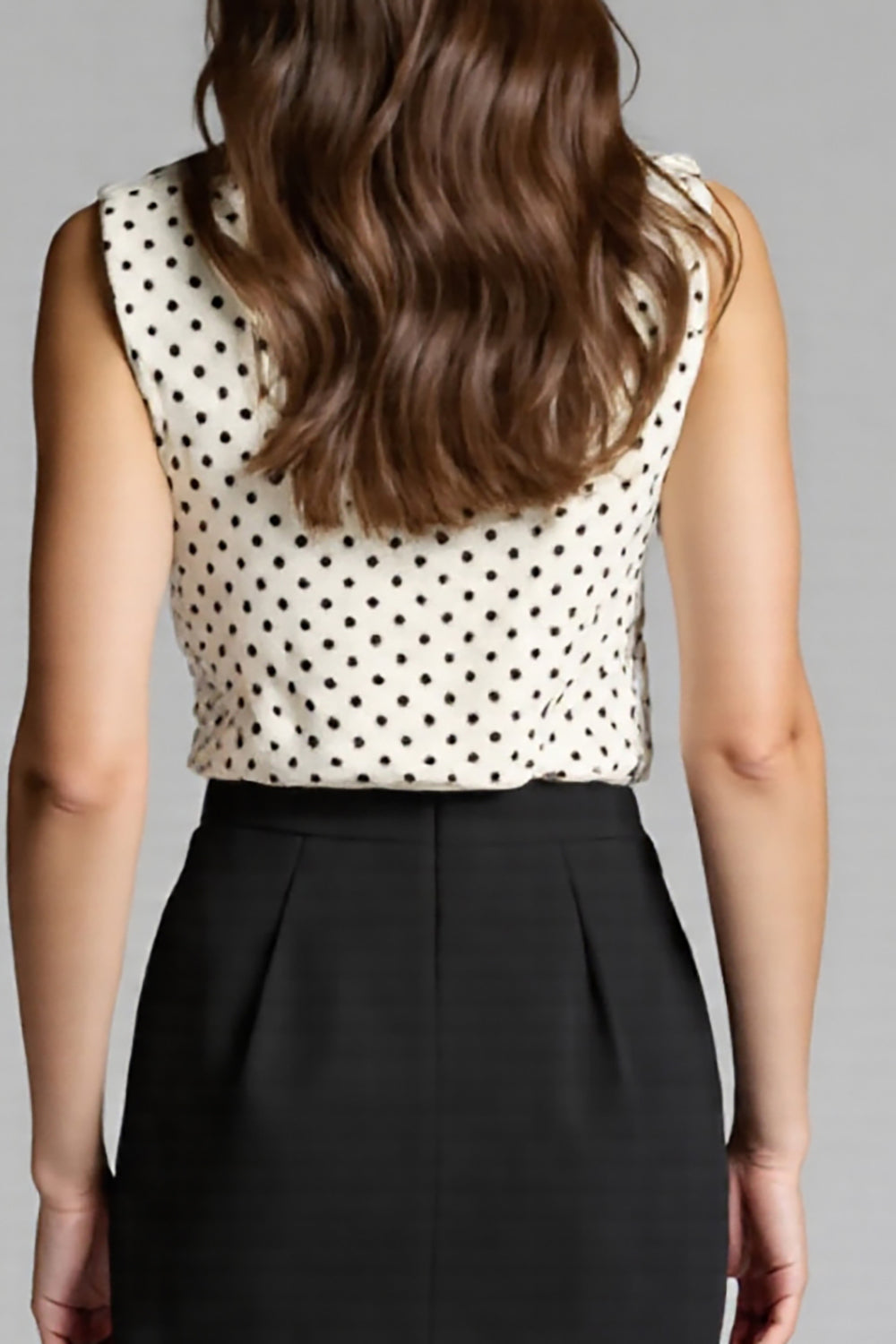 Black and White Bodycon Satin Polka Dot Midi Work Dress