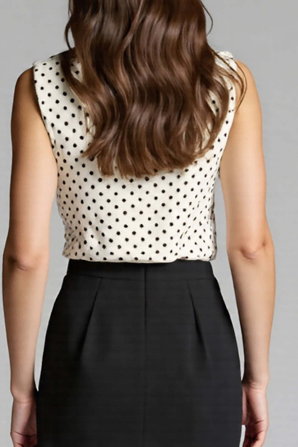 Black and White Bodycon Satin Polka Dot Midi Work Dress