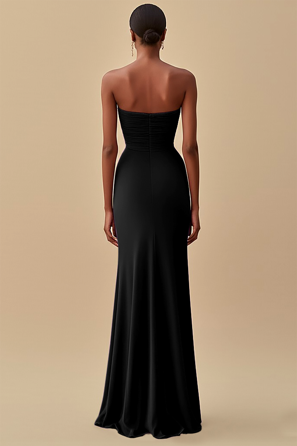 Elegant Black Chiffon Sheath Maxi Formal Dress with Slit