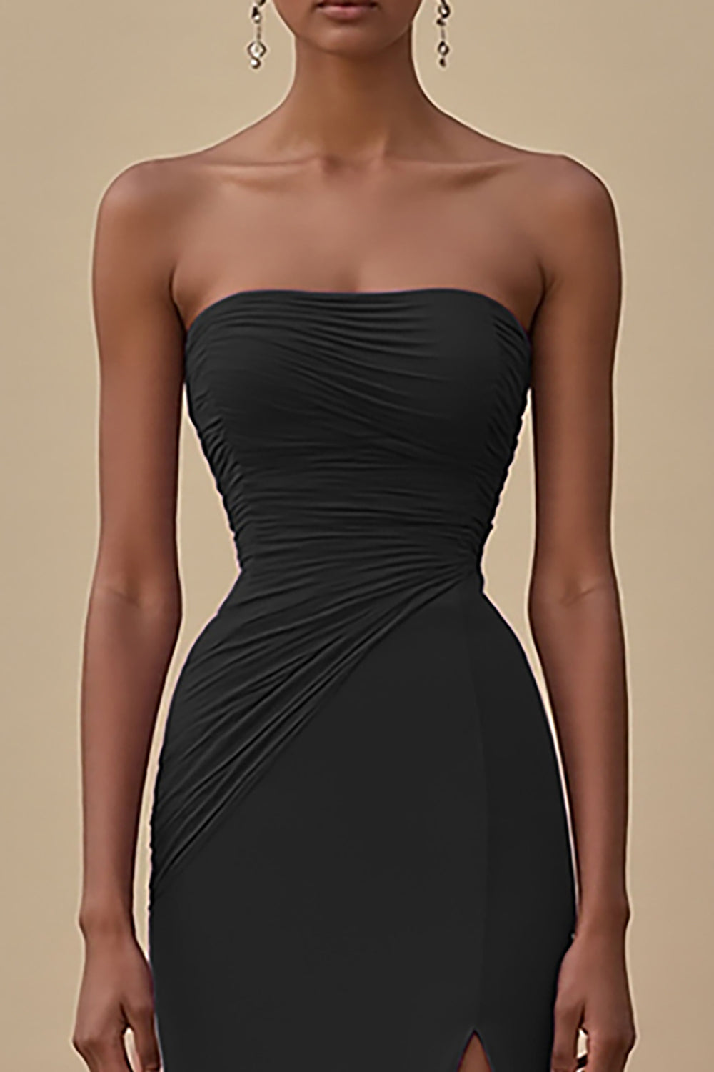 Elegant Black Chiffon Sheath Maxi Formal Dress with Slit