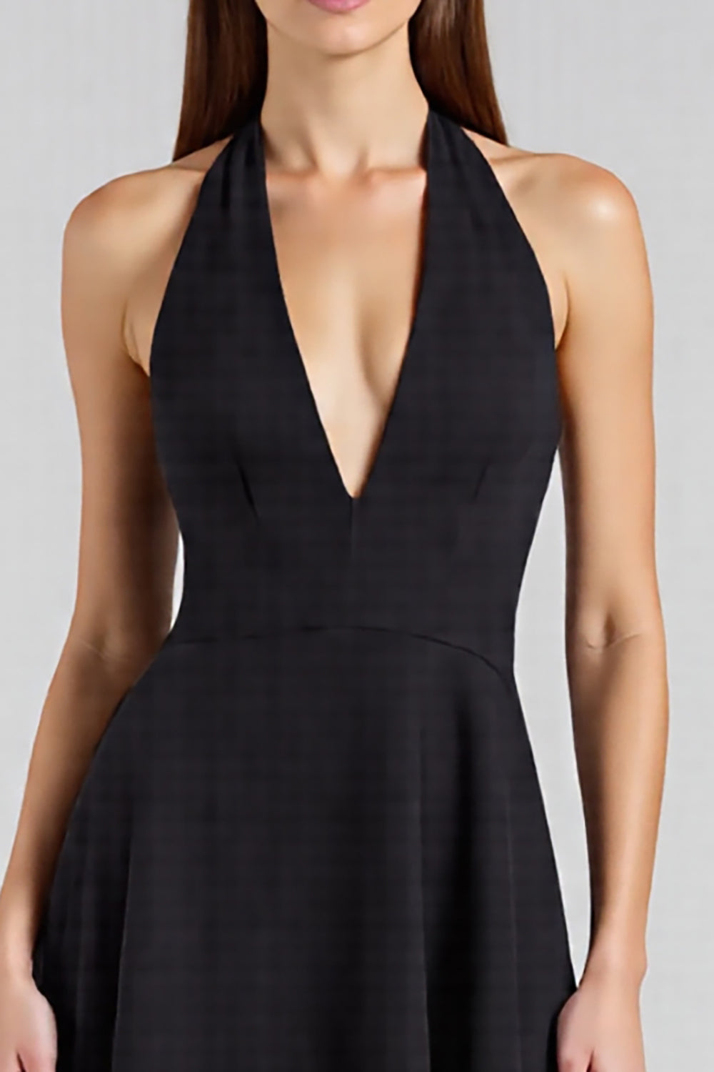 Satin Halter A Line Backless Maxi Black Tie Dress
