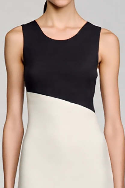 Black and White Satin Midi Bodycon Cocktail Dress with Ruffles