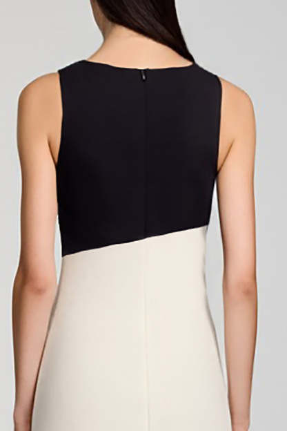 Black and White Satin Midi Bodycon Cocktail Dress with Ruffles