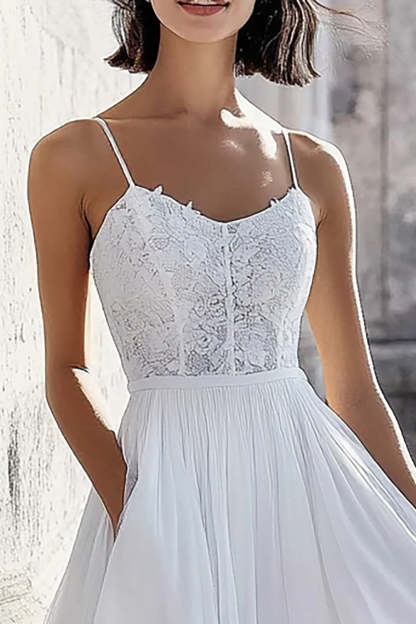 Ivory Corset Maxi Tulle Rehearsal Dinner Dress with Lace