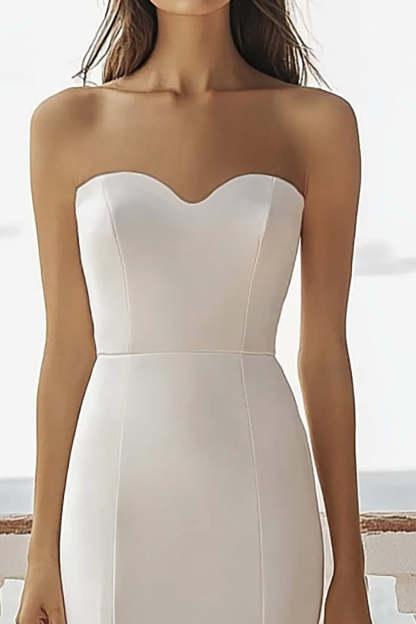 Mermaid Ivory Sweetheart Maxi Satin Wedding Reception Dress