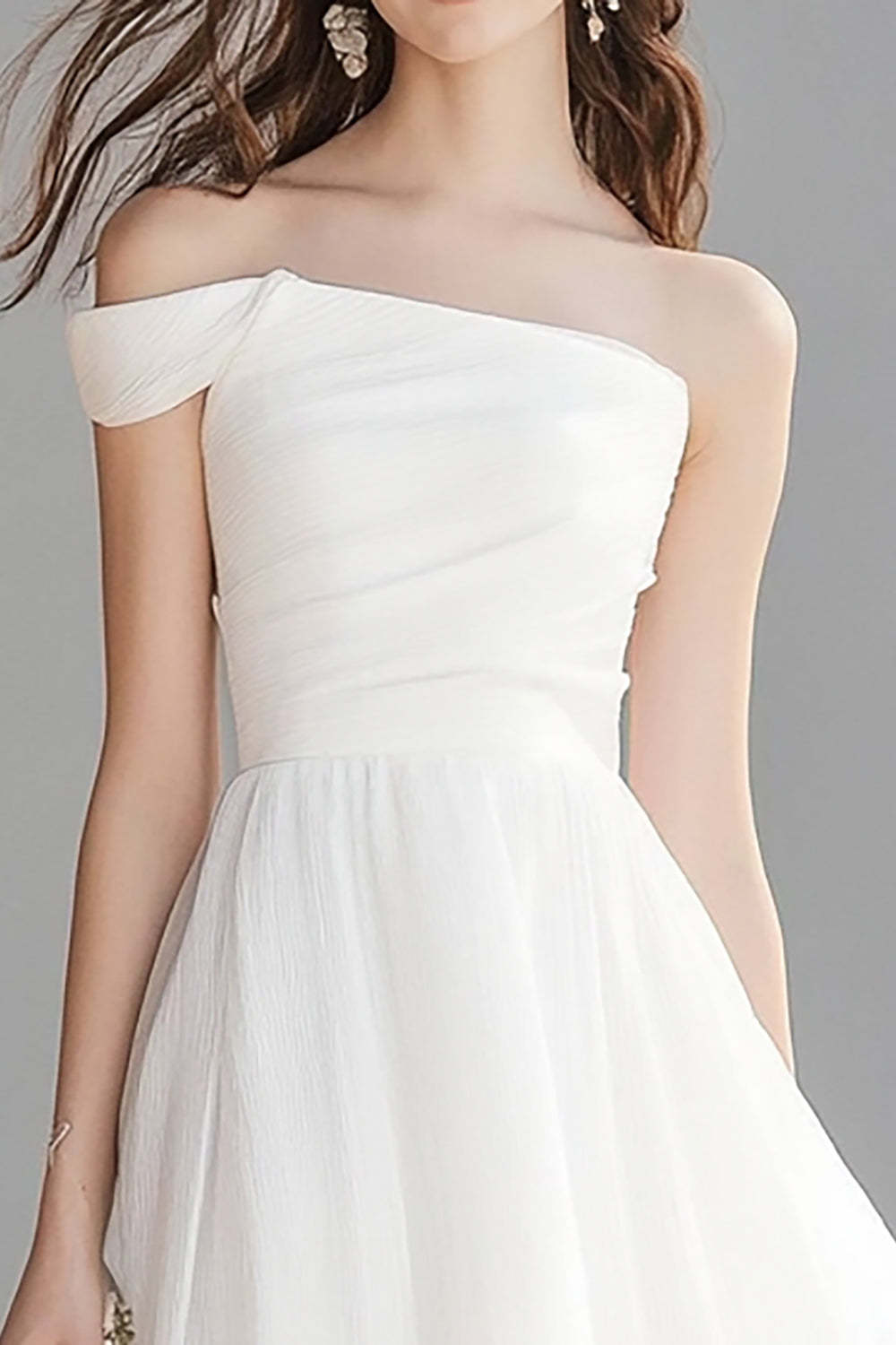 Simple Ivory One Shoulder A Line Maxi Rehearsal Dinner Dress