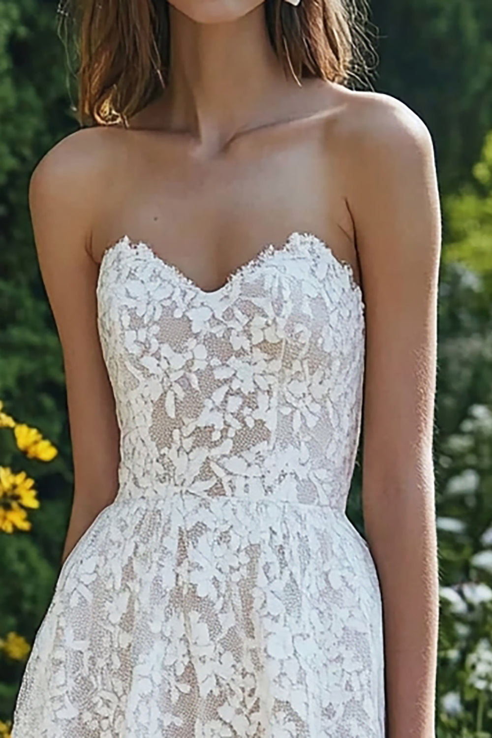 Sweetheart Beach Ivory Lace Maxi Engagement Dress