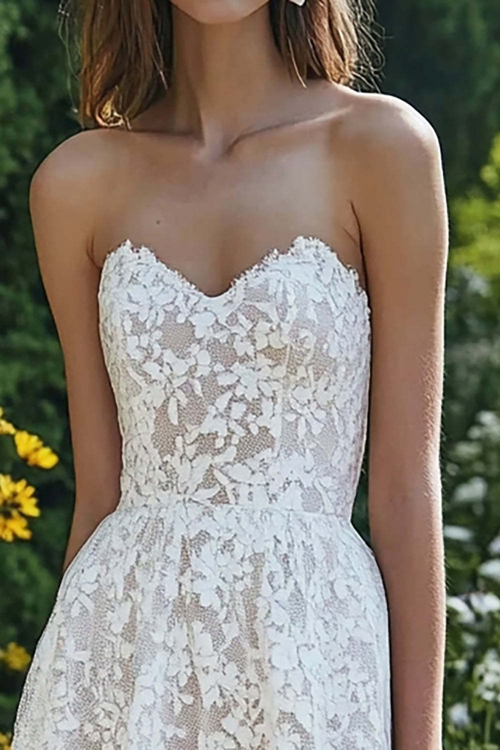 Sweetheart Beach Ivory Lace Maxi Engagement Dress