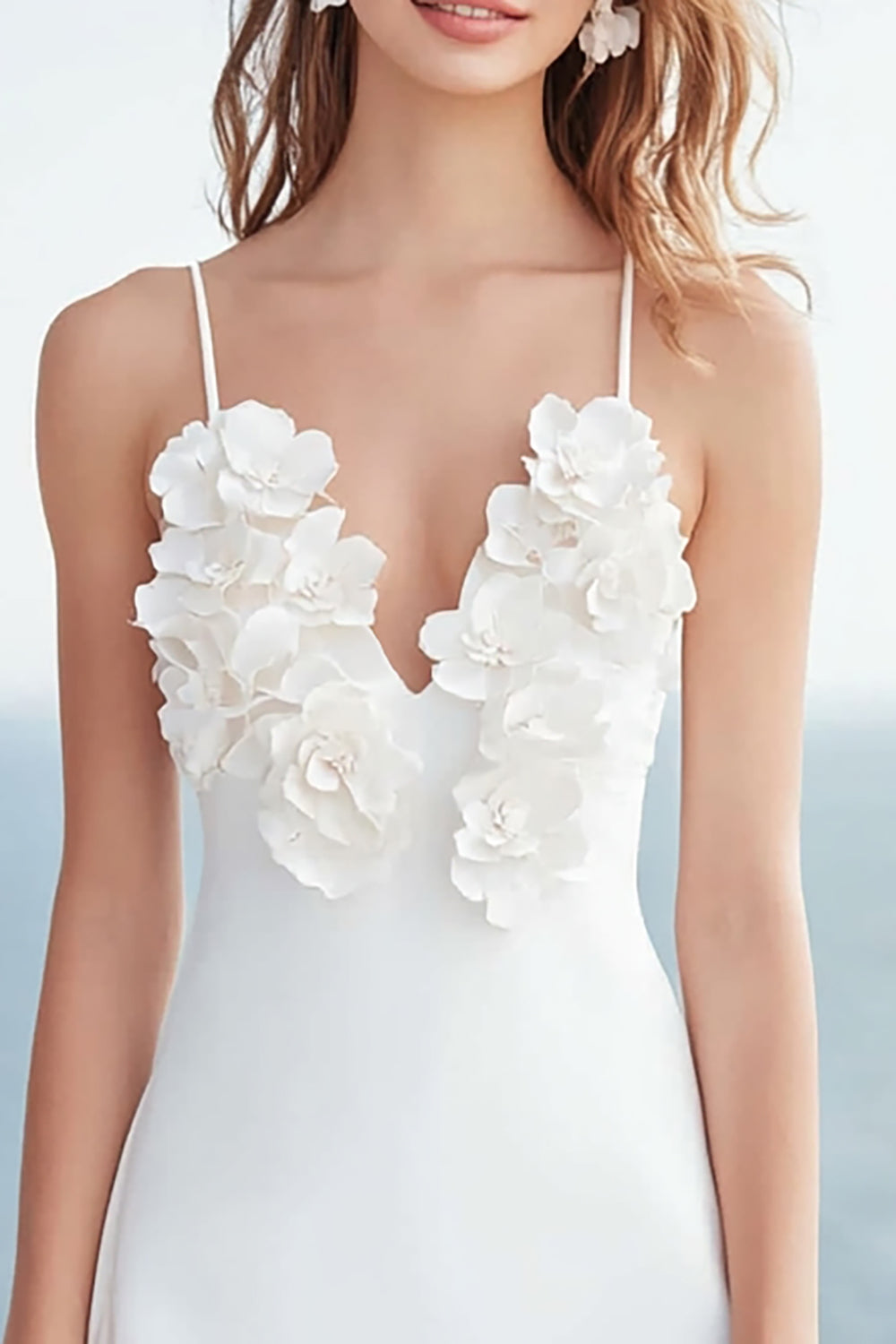 Satin Floral Ivory A Line Mini Bridal Shower Dress