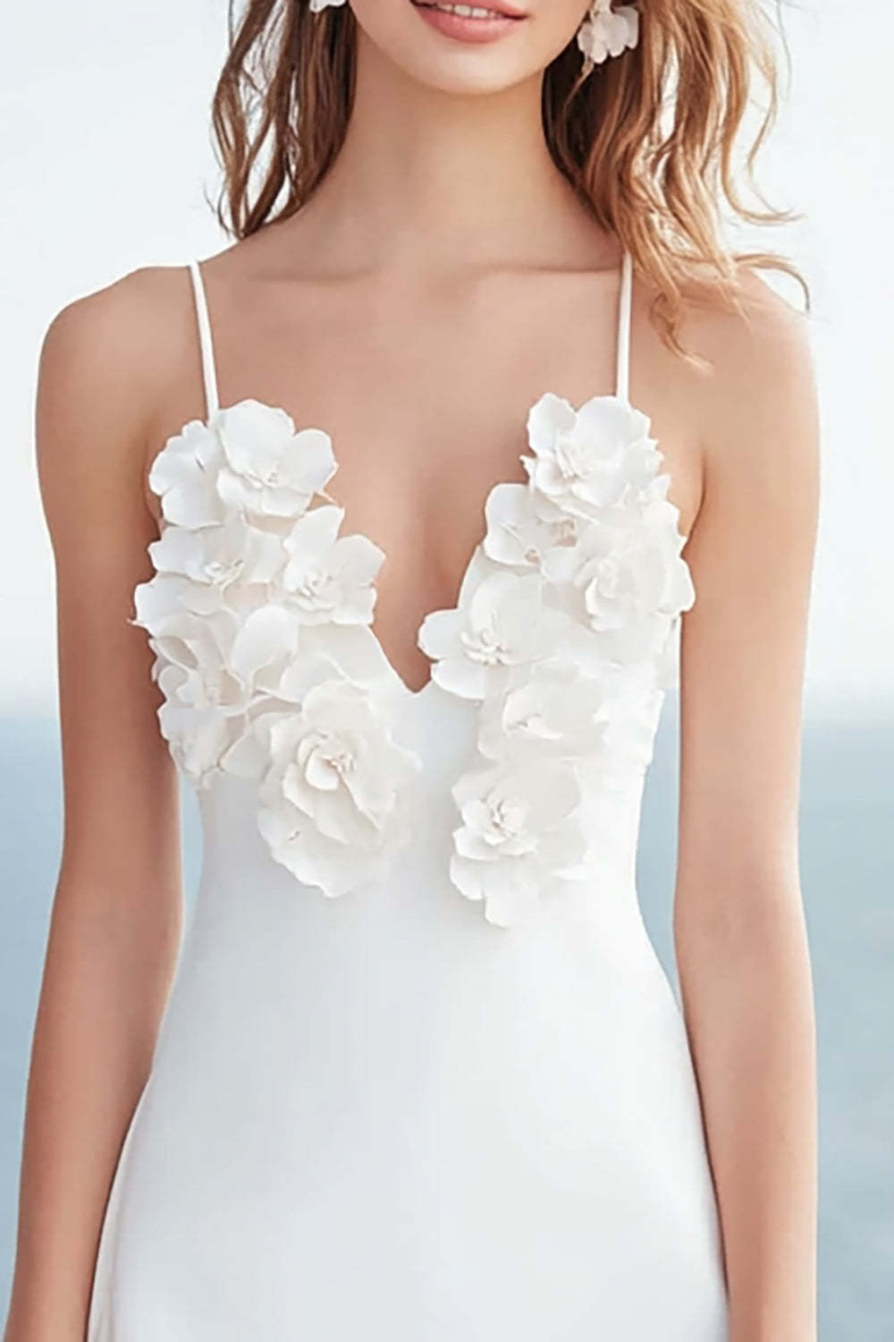 Satin Floral Ivory A Line Mini Bridal Shower Dress