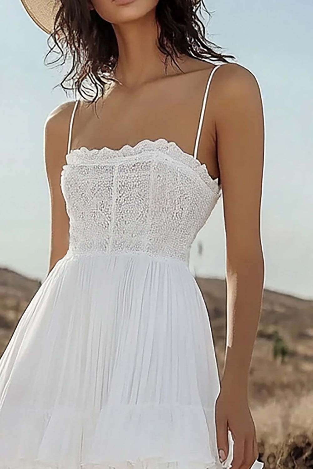 Ivory Tiered Corset Boho Maxi Western Wedding Dress with Lace