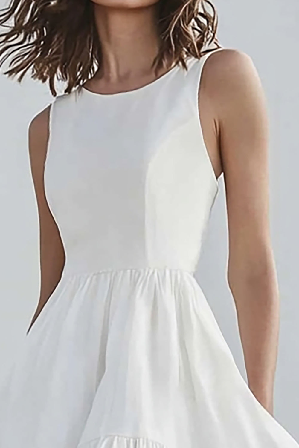 Ivory High-Low A Line Boho Western Wedding Dress