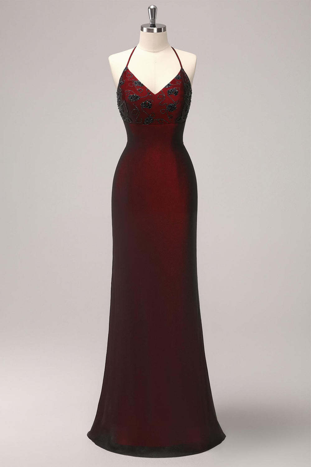 Leely Women Elegant Black Red Maxi Vintage 90s Prom Dress with Beading Spaghetti Straps Mermaid Gothic Evening Dress