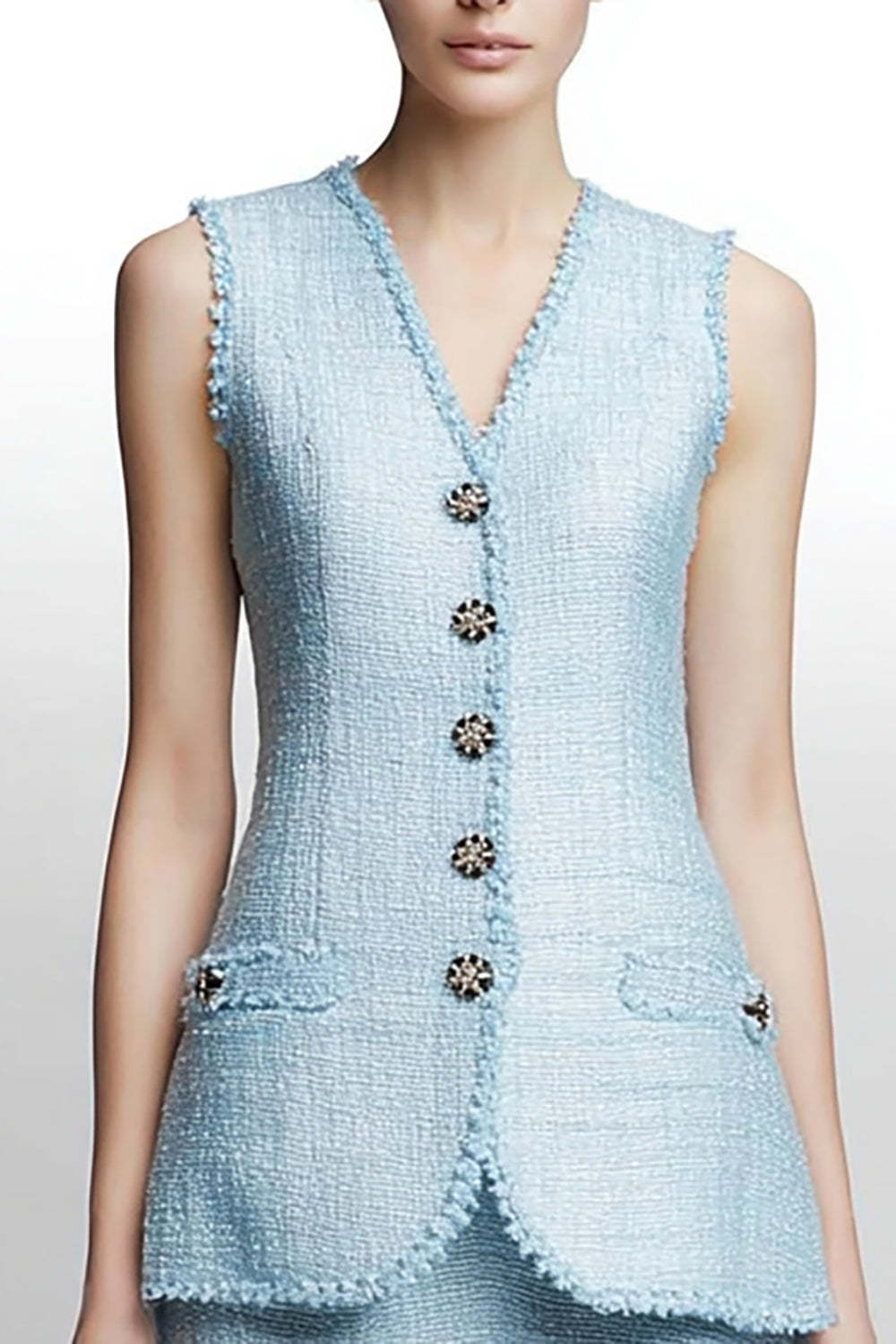 2 Piece Sky Blue Tiered Blazer Midi Homecoming Outfits with Ruffles