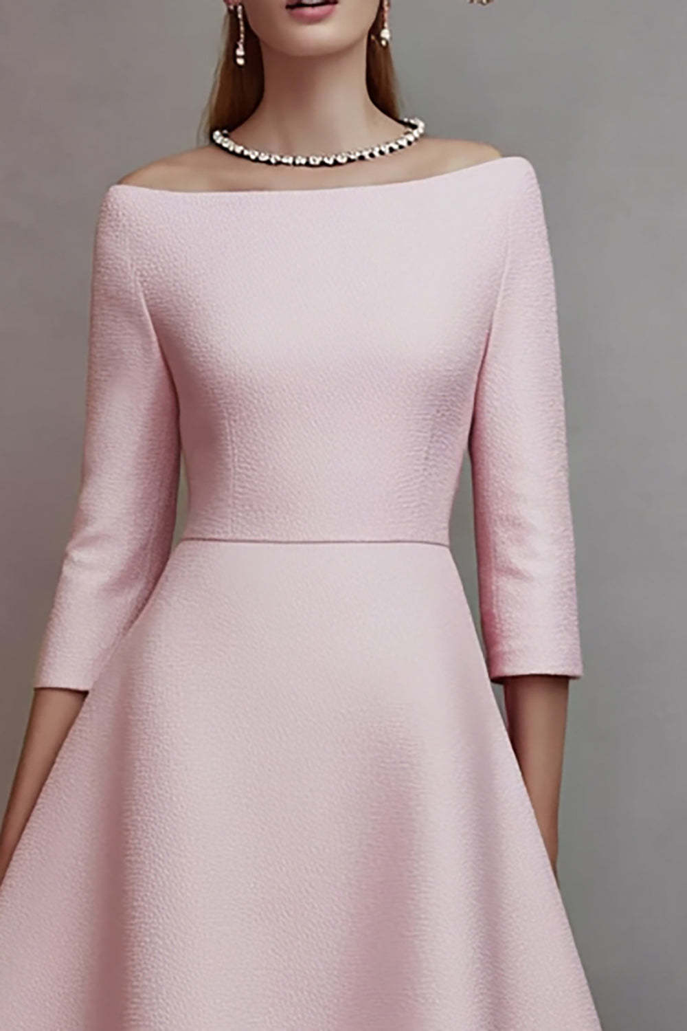 Midi Pink Off the Shoulder A Line Homecoming Outfits with Sleeves