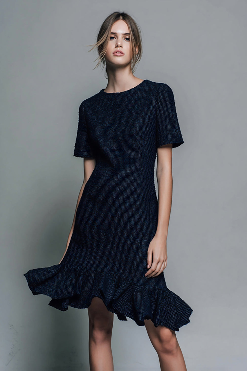 Black Homecoming Short Sleeves Pageant Interview Outfits with Ruffles