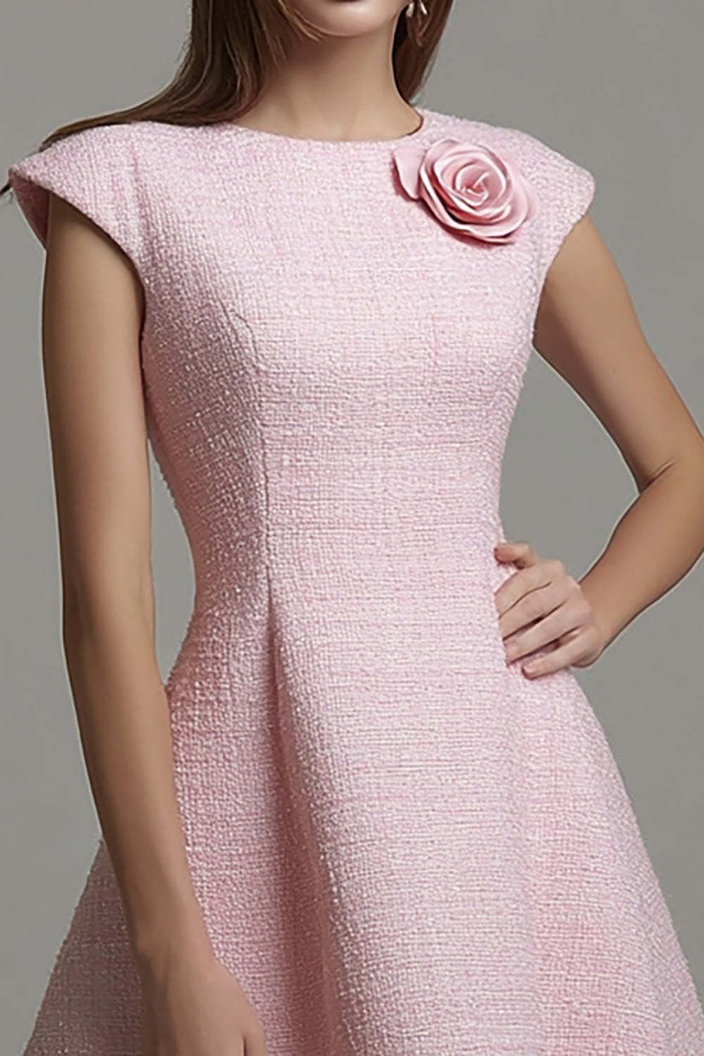 Pink Cap Sleeves A Line Short Homecoming Outfits with 3D Flowers